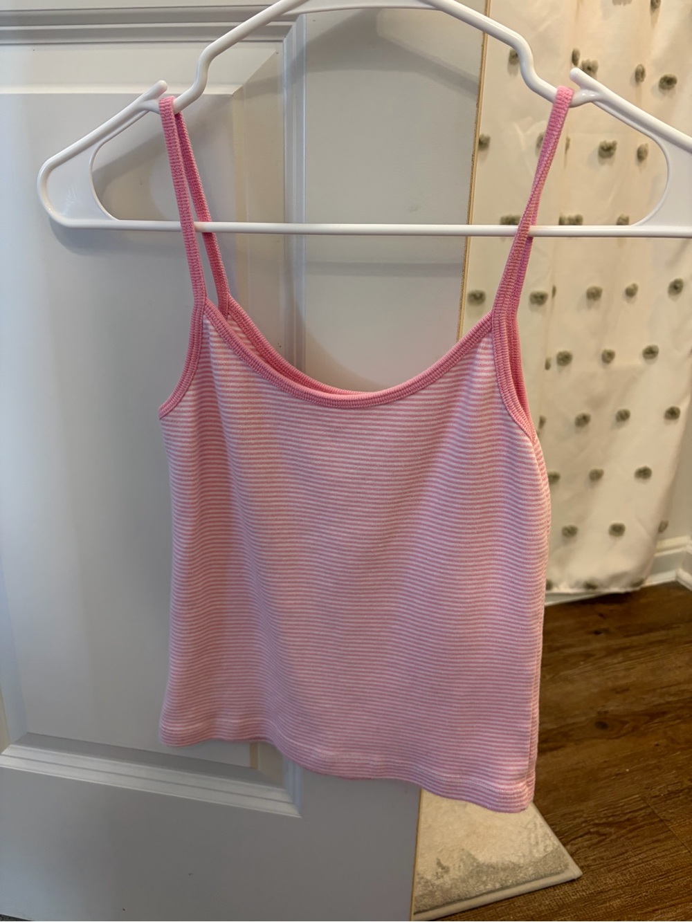 Brandy Melville Pink Striped Ribbed Spaghetti Strap Camisole